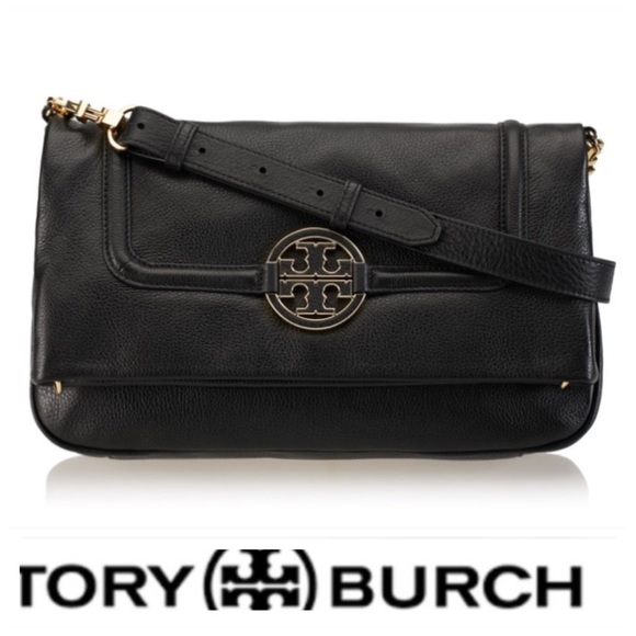 💕SALE💕Tory Burch Black Leather Amanda Fold Bag - Picture 3 of 10